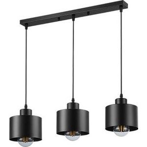 Hanglamp - Plafondlamp Industrieel 3-Lamps - E 27 Fitting - Zwart Kap Eetkamer