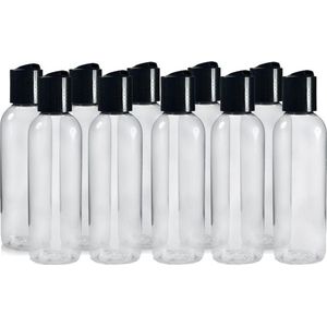 Set van 10x 100ml PET fles - met disc-cap dop - leeg - flacon - hervulbaar - zeepdispenser - navulbaar reisformaat - handig formaat- leeg - flacon - hervulbaar - zeepdispenser - reisformaat
