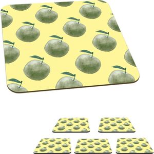 Onderzetters voor glazen - Appels - Fruit - Groen - 10x10 cm - Glasonderzetters - 6 stuks