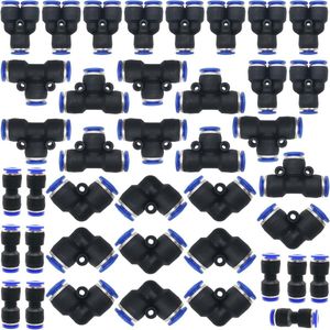 Pneumatische Push Fit-fittingen Buis (40Pack 6mm: Y+T+I+L Type Combo) Plastic 1/4inch diameter Push to Connect-fittingen Buisverbinding Push Lock