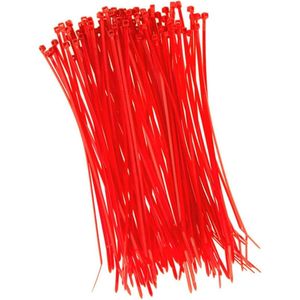 Rode kabelbinders - 100 stuks van 200 mmx2,5 mm voor de bescherming van hekken en omheiningen
