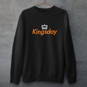 Zwarte Koningsdag Trui Kingsday Crown 2 Kleuren - Maat 4XL - Uniseks Pasvorm - Oranje Feestkleding