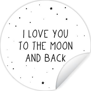 Muurdecoratie kinderkamer - Behangsticker kids - Quotes - I love you to the moon and back - Baby - Liefde - Spreuken - 50x50 cm