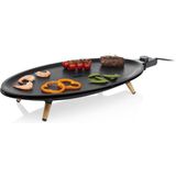 Princess Table Chef Elypse 103200 - Grill & Bakplaat - Gourmet - Ovaal design – XL 60 x 30 cm - 1.8 meter snoer - Trendy bamboo voetjes - Snel warm