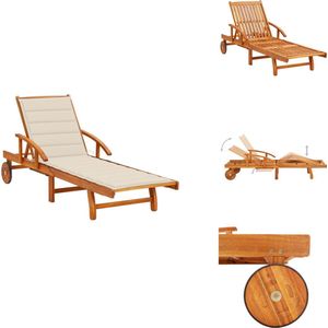 vidaXL Ligbed - Ligstoel - Ligbedden - Ligstoelen - Ligbed met kussen massief acaciahout