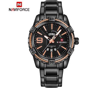 Naviforce Horloge H256 Ø 47 mm - Zwart/Goud - Inclusief horlogedoosje