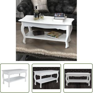 The Living Store Salontafel met 2 lagen MDF wit - Salontafel - Houten Salontafel - Witte Salontafel - Bijzettafel - Tv-meubel