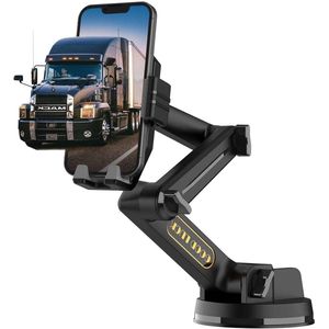Mobiele telefoonhouder voor vrachtwagen - 169 inch lange arm - super zuignap en stabiel - grijs - compatibel met iPhone en Samsung