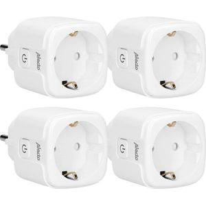 Alecto SMART-PLUG20 4-PACK - Smart wifi tussenstekker met energiemeter, 16A, 3680W, 4 pack, wit