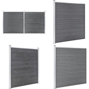 vidaXL Schutting 353x186 cm HKC grijs - Schuttingset - Schuttingsets - Houten Schutting - Houten Schuttingen