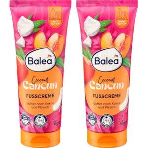 Balea Voetcrème Kokosnoot Cancun - Limited Edition 2025 | Voordeelverpakking - 2x 100 ml - Kokos en Perzikgeur | Verzachtend, Verzorgend met een Exotische Geur