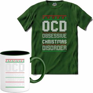 obsessive christmas disorder - T-Shirt met mok - Heren - Bottle Groen - Maat 3XL