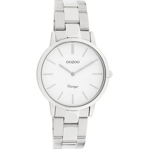 OOZOO Timepieces - Zilverkleurige horloge met zilverkleurige roestvrijstalen armband - C20038