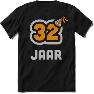 32 Jaar Feest kado T-Shirt Heren / Dames - Perfect Verjaardag Cadeau Shirt - Goud / Zilver - Maat XXL