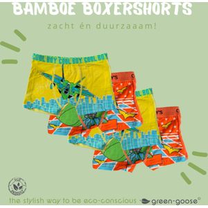 green-goose® 4 Bamboe Kinder Boxershorts voor Jongens | Cool | Maat 104-116| 4-6 jaar | Duurzaam | Zacht | Ademend