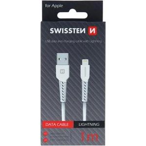 Swissten Textile Type – USB To Lightning – 1 m – Fast Charging – Wit