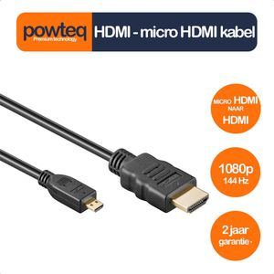 Micro HDMI naar HDMI kabel - 2 meter - HDMI D naar HDMI A - HDMI 1.4 - Gold plated - 4k UHD (40 Hz), 1080p (144 Hz)