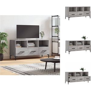 vidaXL TV-meubel - grijs sonoma eiken - 102x36x50 cm - bewerkt hout en ijzer - Kast