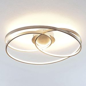 Lindby - LED plafondlamp- met dimmer - 1licht - Metaal, kunststof - H: 14.5 cm - satijn nikkel - Inclusief lichtbron