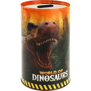 Dieren kinder spaarpot dinosaurus T-Rex 10 x 15 cm - Tyrannosaurus dino thema spaarpotten van metaal