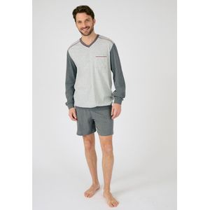 Damart - Pyjamaset 3-delig pyjama short en broek van zuiver gekamd jersey katoen - Heren - Grijs - XL