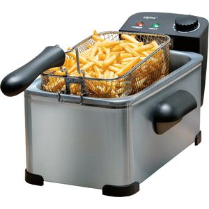 alpina Frituurpan 3 Liter - Friteuse met Instelbare Thermostaat - Frituur met Uitneembare Mand - Frietpan 2000W - 32,3 x 20,5 x 18,9 cm - RVS