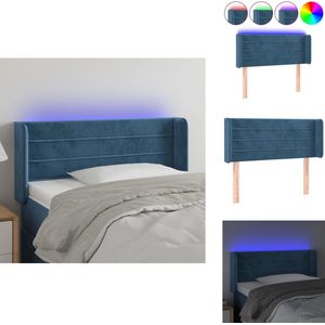 vidaXL Hoofdbord - Hoofdborden - Hoofdeinde - Houten Hoofdbord - Hoofdbord LED 103x16x78/88 cm fluweel donkerblauw