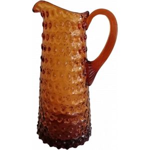 Bohemia - HOBNAIL JUG - hoge waterkaraf - amber goud geel - karaffen glas