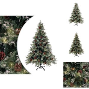 vidaXL Kerstboom - PVC en PE takken - 150 cm hoog - 90 cm diameter - Met LED-verlichting - Inclusief standaard - Groen en wit - USB-aansluiting - Scharnierende constructie - Eenvoudige montage - vidaXL - Decoratieve kerstboom