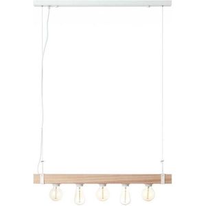 BRILLIANT lamp White Wood hanglamp 5-lichts beton / hout helderwit | 5x A60, E27, 30W, geschikt voor standaardlampen (niet inbegrepen) | Schaal A ++ tot E | Kabel kan worden ingekort