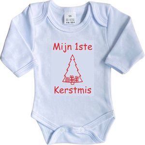 La Petite Couronne Romper Lange Mouw ""Mijn 1ste Kerstmis"" Unisex Katoen Wit/rood Maat 56