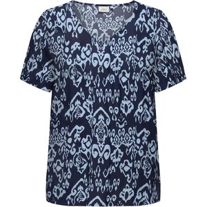 ONLY CARMAKOMA CARMARRAKESH LIFE SS TOP V-NECK AOP Dames Top - Maat 54