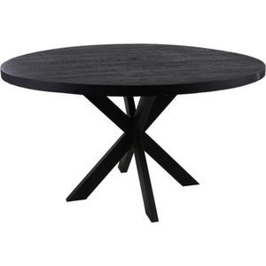 HSM Collection Eettafel Rond Melbourne Ø130cm Zwart Mangohout/Metaal