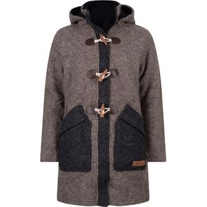 Gebreid Wollen Dames Vest van Schapenwol met Polyester Fleece voering en afneembare capuchon - SHAKALOHA - W Gale ZH Grey S