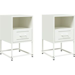 vidaXL - Nachtkastjes - 2 - st - 36x39x60,5 - cm - staal - wit