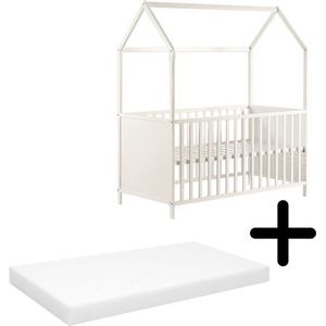 Cabino Baby Bed Sterre Wit 60 x 120 cm Met Matras