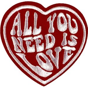 All You Need Is Love Hart Strijk Embleem Patch 7.2 cm / 7.8 cm / Rood Wit