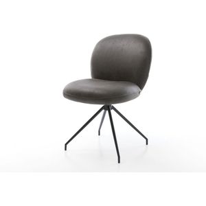 Eetkamerstoel Nube-Flex kruisframe conisch zwart microvelours antraciet vintage 180° draaibaar pocketveer kern