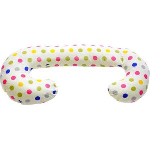 Body pillow - 240 cm - 100% katoen - wit met gekleurde stippen
