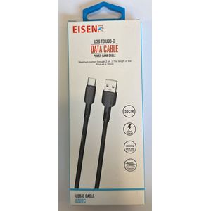 Eisenz - USB naar USB-C - Data kabel - Power bank kabel - 30 cm - zwart