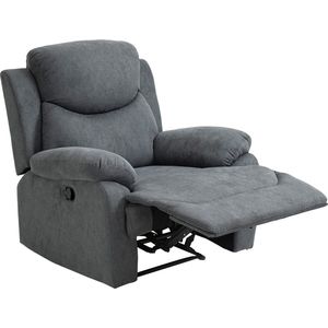 Mara Luxe Relaxstoel - Ligfunctie - Kantelbaar 150 ° - TV Fauteuil - Grijs - Linnen - ‎97 x 96 x 105,5 cm