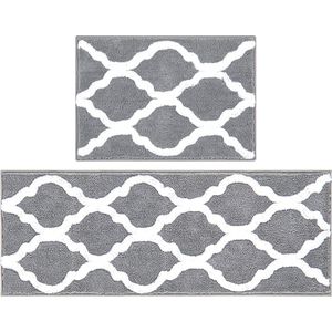 Badkamertapijt Antislip microvezel wasbare hoogpolige badmat 45 x 65 cm + 45 x 120 cm