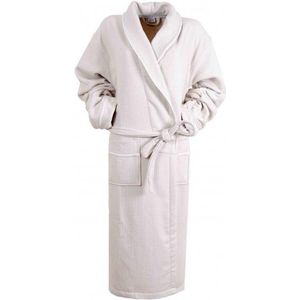 Bamboe Wafel Badjas Beige  - Gevoerd -  S/M - unisex - wafel badjas voor sauna wellness - sjaalkraag - hotelkwaliteit