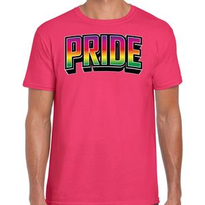 Bellatio Decorations Gay Pride T-shirt voor heren - roze - pride - regenboog - LHBTI XXL