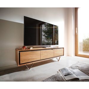 Tv-meubel Stonegrace Acacia natuur 145 cm 3 deuren steenfineer V-voets Tv-meubel