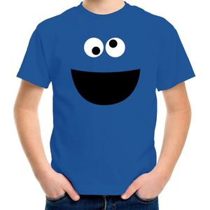 Blauwe cartoon knuffel monster verkleed t-shirt blauw voor kinderen - Carnaval fun shirt / kleding / kostuum 122/128