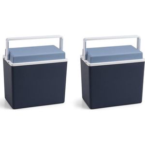 2x Blauwe koelboxen 10 liter 30,5 cm - Koelboxen voor onderweg