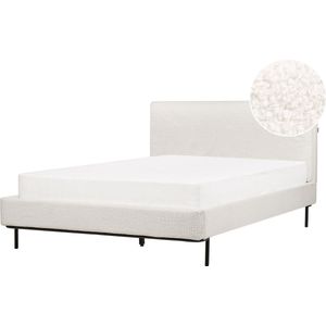 CORIO - Tweepersoonsbed - Gebroken wit - 140 x 200 cm - Bouclé