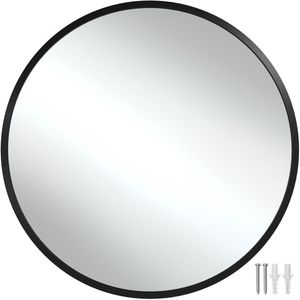 tectake® - Wandspiegel rond Fiona - Badkamerspiegel - Spiegel rond met stevig aluminium frame - Spiegel voor de badkamer, woonkamer of slaapkamer - Diameter van 50 cm