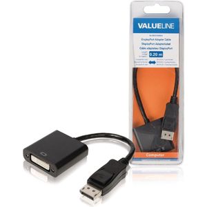 Valueline VLCB37250B02 Displayport-adapterkabel Displayport Mannelijk - Dvi-d 24 + 1-pins Vrouwelijk 0,20 M Zwart